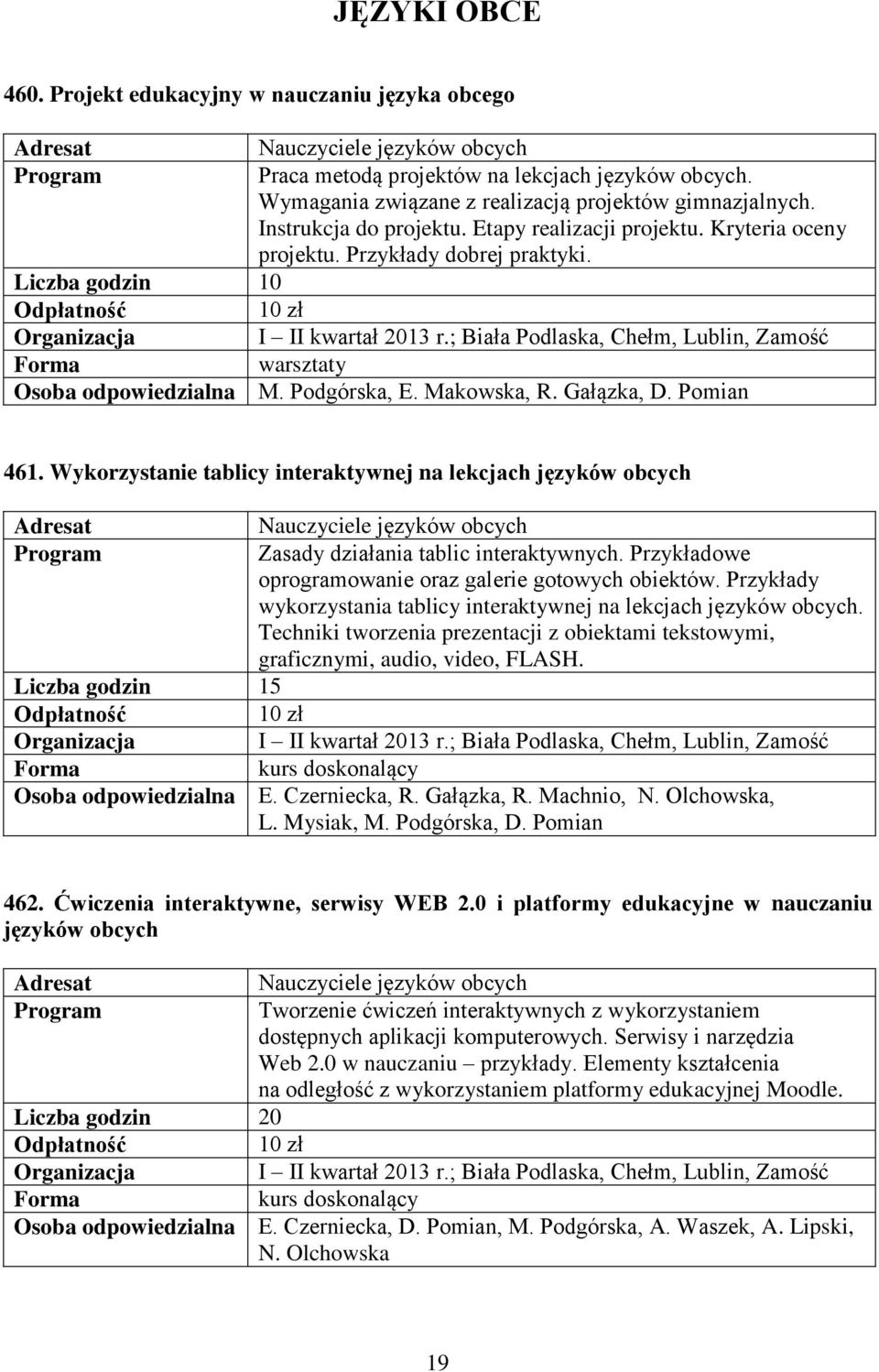 Wykorzystanie tablicy interaktywnej na lekcjach języków obcych Nauczyciele języków obcych Zasady działania tablic interaktywnych. Przykładowe oprogramowanie oraz galerie gotowych obiektów.