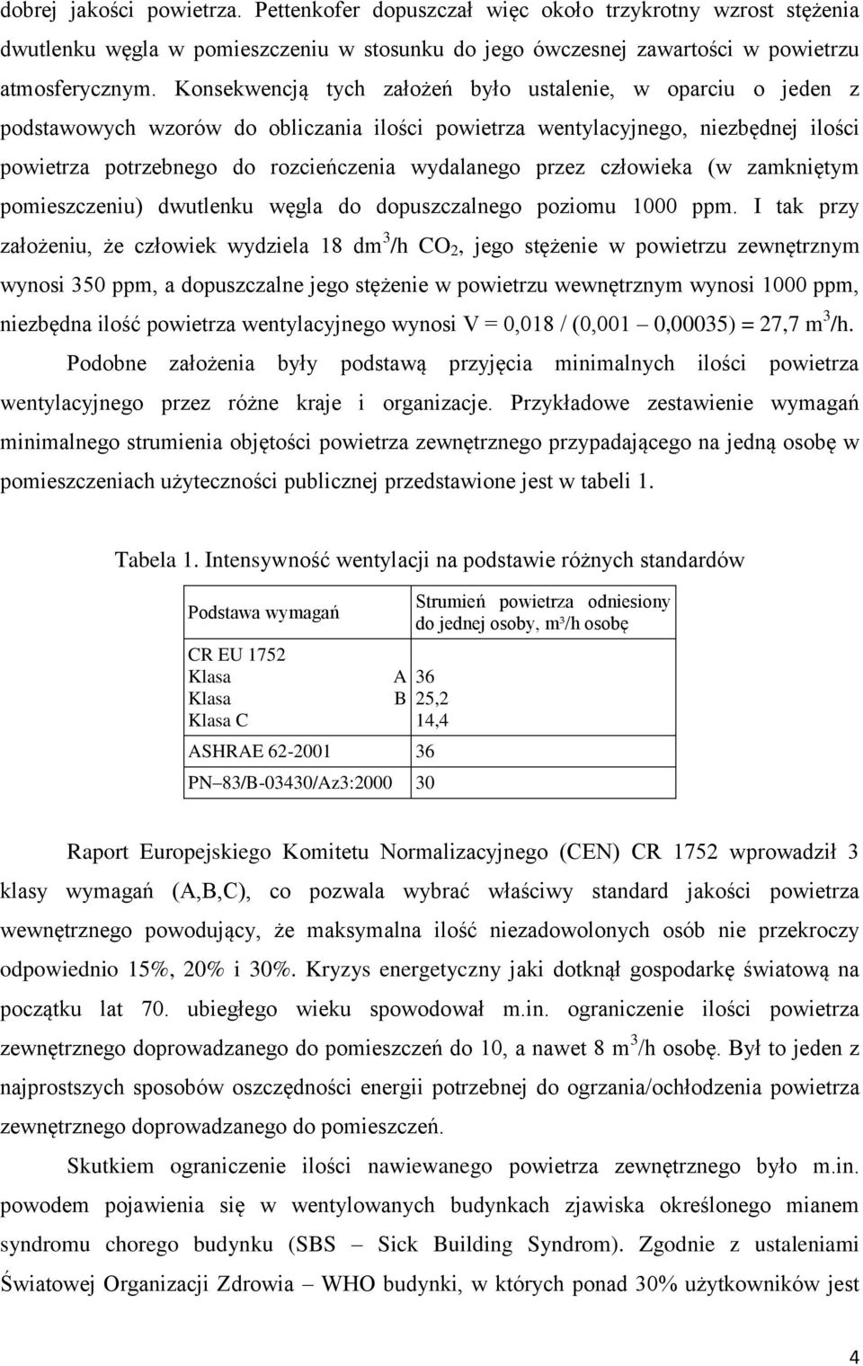 przez człowieka (w zamkniętym pomieszczeniu) dwutlenku węgla do dopuszczalnego poziomu 1 ppm.