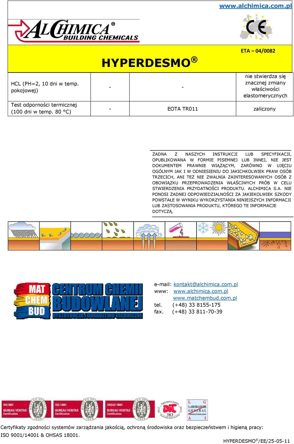 UJĘIU OGÓLNYM JAK I W ODNIESIENIU DO JAKIHKOLWIEK PRAW OSÓB TRZEIH, ANI TEŻ NIE ZWALNIA ZAINTERESOWANYH OSÓB Z OBOWIĄZKU PRZEPROWADZENIA WŁAŚIWYH PRÓB W ELU STWIERDZENIA PRZYDATNOŚI