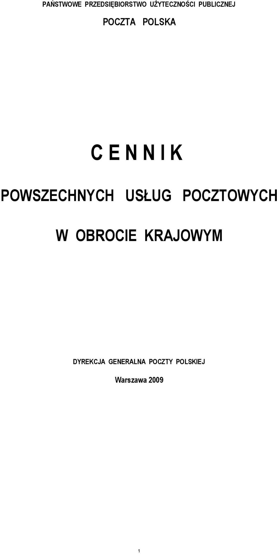 POWSZECHNYCH USŁUG POCZTOWYCH W OBROCIE