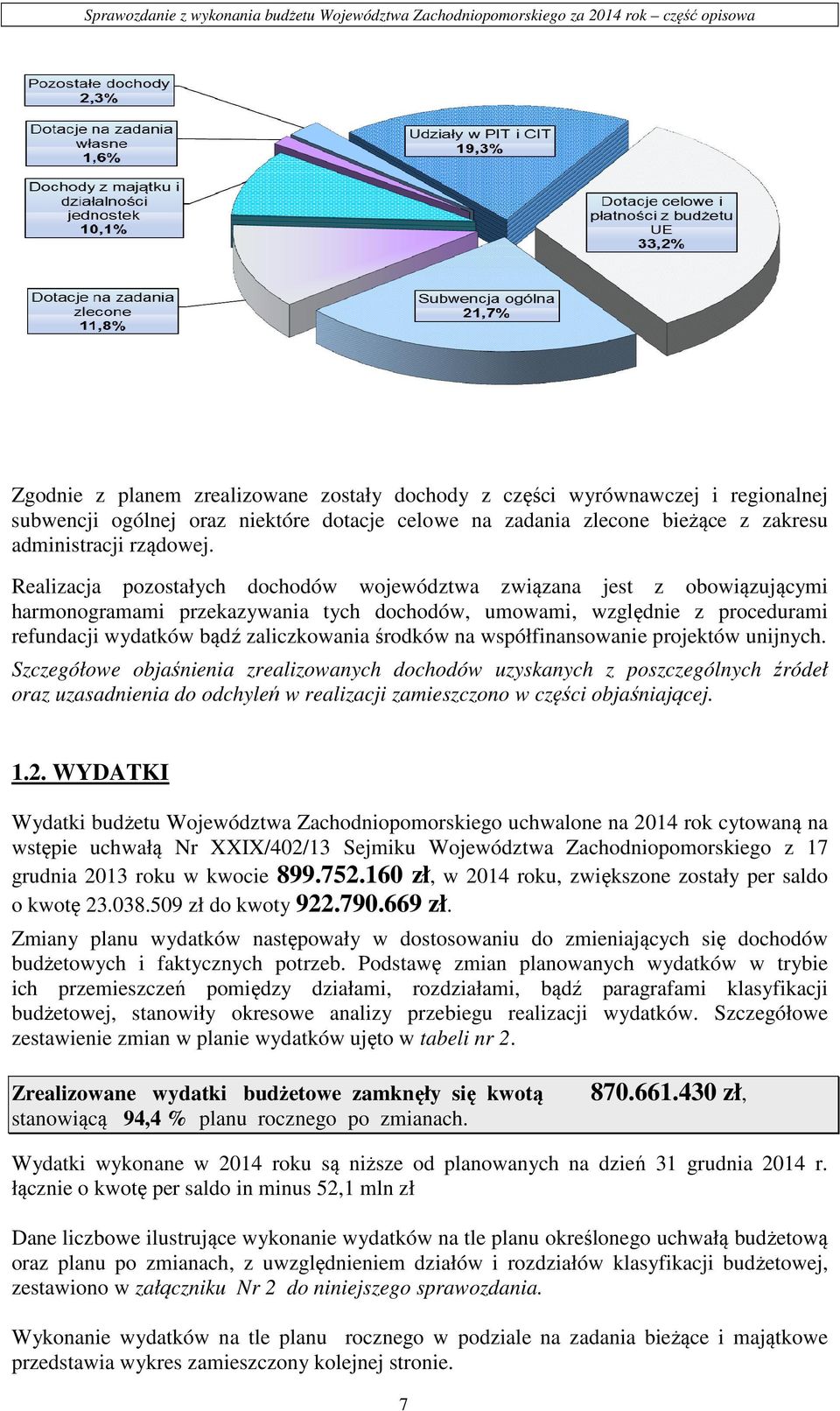 Realizacja pozostałych dochodów województwa związana jest z obowiązującymi harmonogramami przekazywania tych dochodów, umowami, względnie z procedurami refundacji wydatków bądź zaliczkowania środków