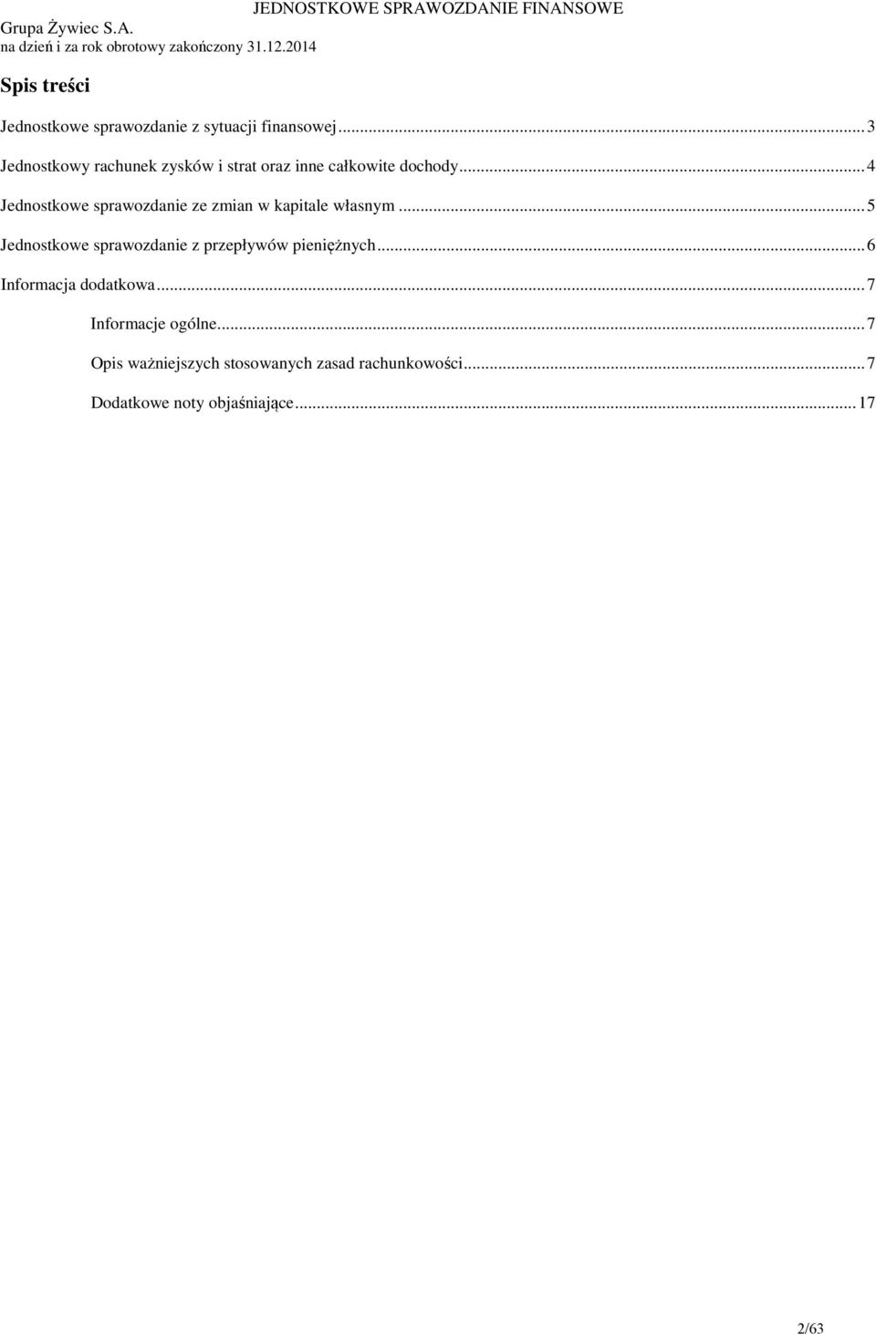 .. 4 Jednostkowe sprawozdanie ze zmian w kapitale własnym... 5 Jednostkowe sprawozdanie z przepływów pieniężnych.