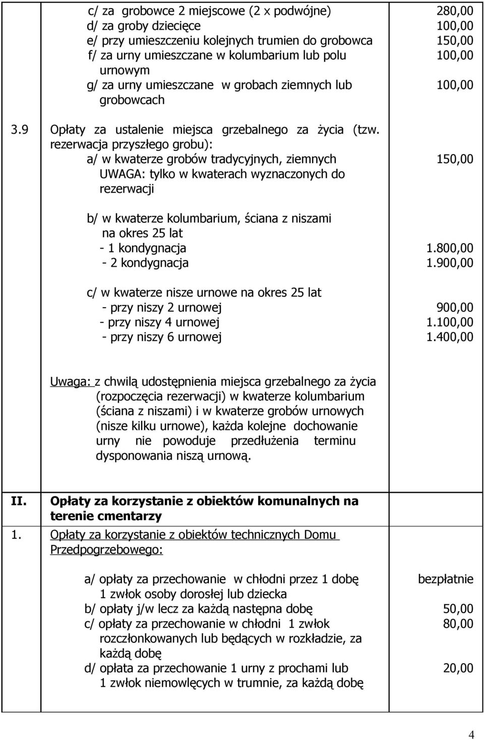 Opłaty za ustalenie i przygotowanie miejsca do pochowania zwłok lub prochów  na okres 20 lat. - PDF Darmowe pobieranie