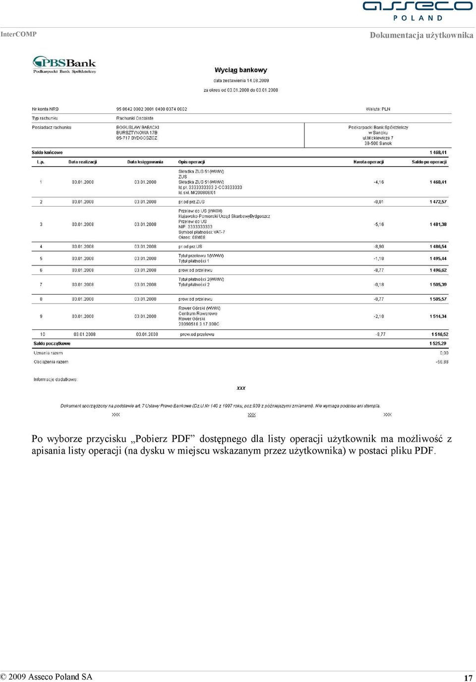 apisania listy operacji (na dysku w miejscu