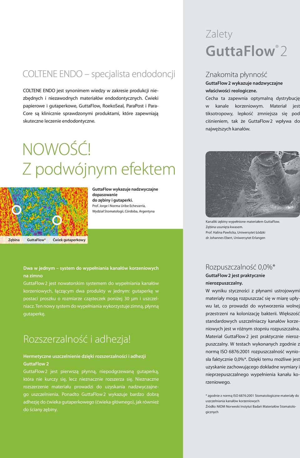 Znakomita płynność GuttaFlow 2 wykazuje nadzwyczajne właściwości reologiczne. Cecha ta zapewnia optymalną dystrybucję w kanale korzeniowym.