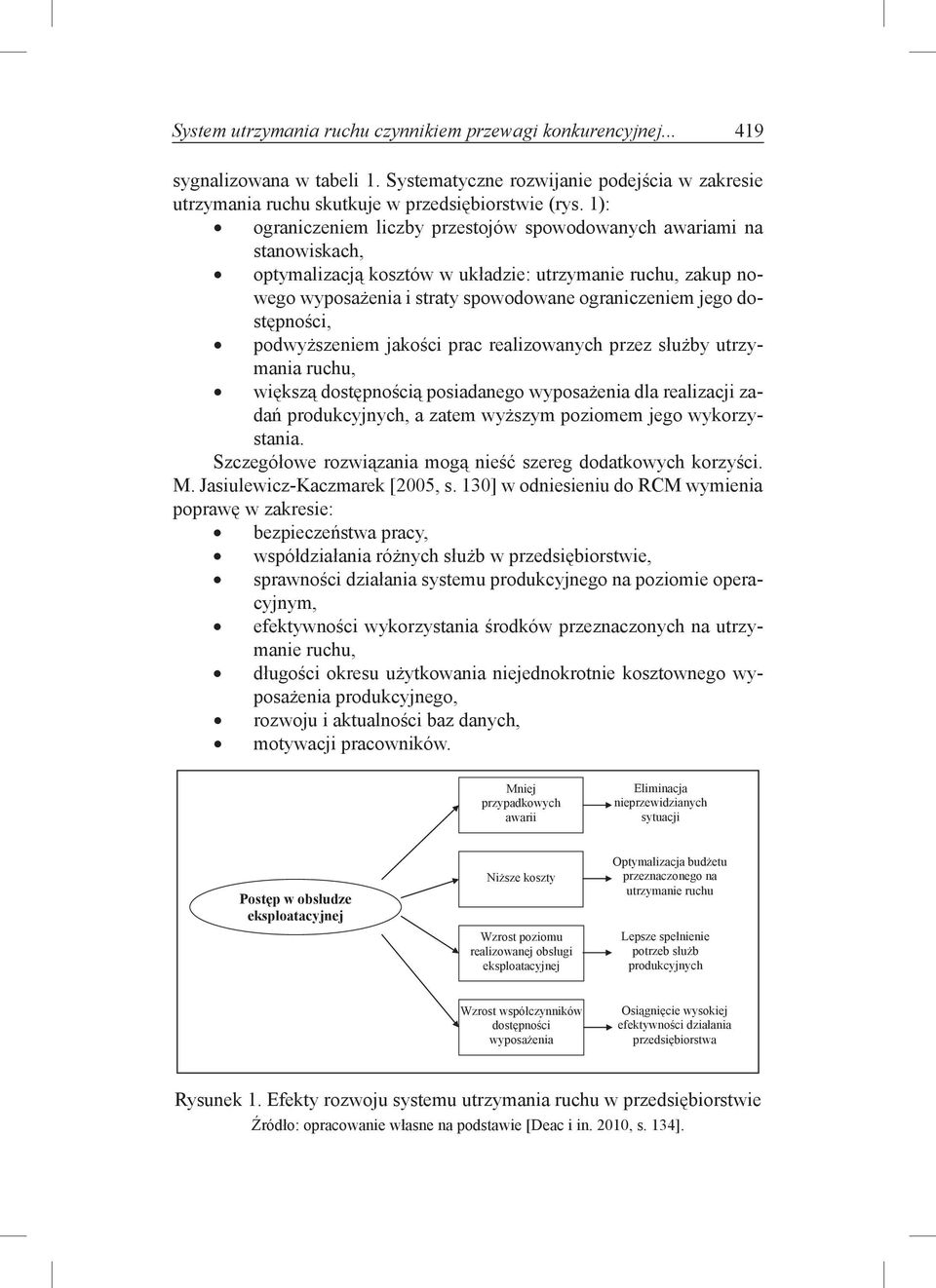 dostępności, podwyższeniem jakości prac realizowanych przez służby utrzymania ruchu, większą dostępnością posiadanego wyposażenia dla realizacji zadań produkcyjnych, a zatem wyższym poziomem jego