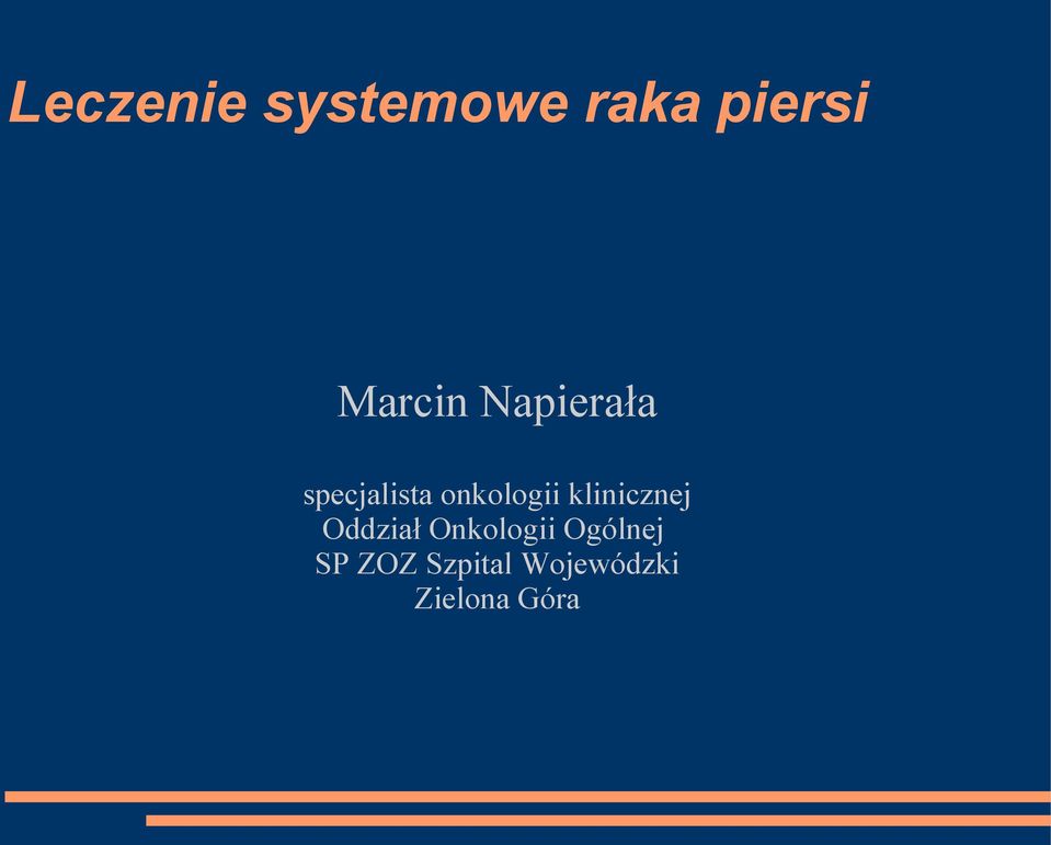 onkologii klinicznej Oddział