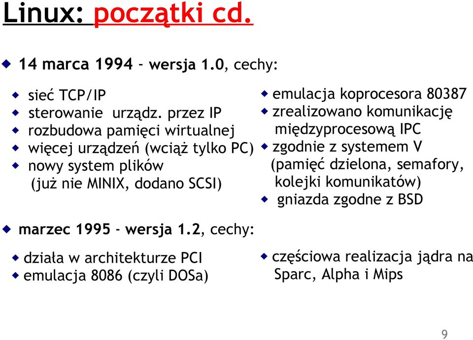 emulacja koprocesora 80387 zrealizowano komunikację międzyprocesową IPC zgodnie z systemem V (pamięć dzielona, semafory,