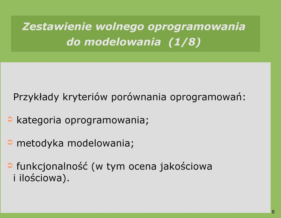 kategoria oprogramowania; metodyka modelowania;