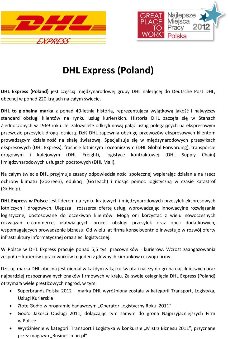 DHL Express (Poland) - PDF Darmowe pobieranie