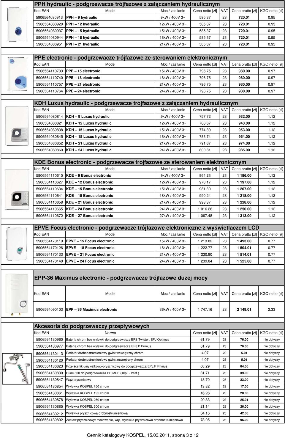 75 23 980.00 0.97 5906564110740 PPE 18 electronic 18kW / 400V 3~ 796.75 23 980.00 0.97 5906564110757 PPE 21 electronic 21kW / 400V 3~ 796.75 23 980.00 0.97 5906564110764 PPE 24 electronic 24kW / 400V 3~ 796.