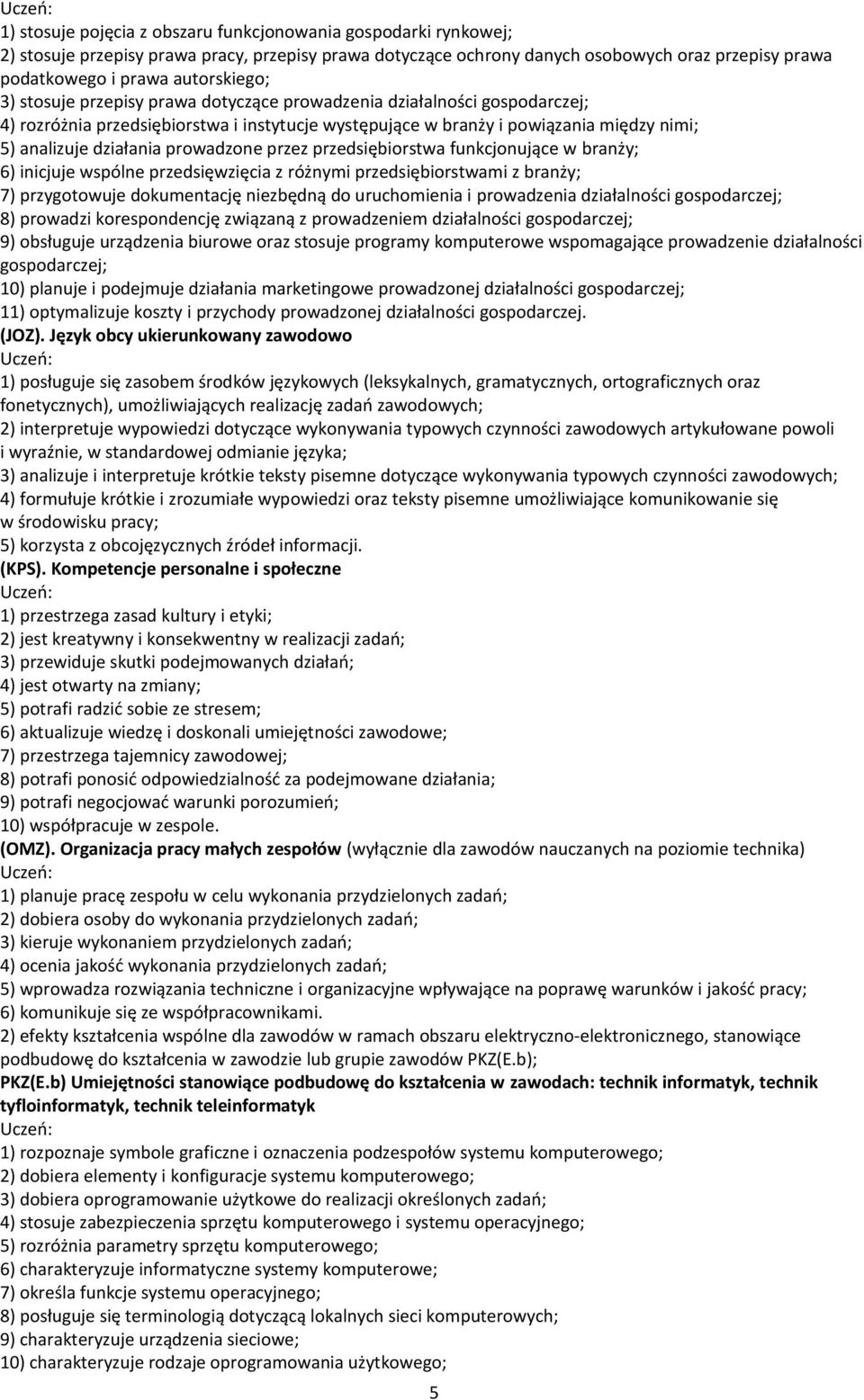 działania prowadzone przez przedsiębiorstwa funkcjonujące w branży; 6) inicjuje wspólne przedsięwzięcia z różnymi przedsiębiorstwami z branży; 7) przygotowuje dokumentację niezbędną do uruchomienia i