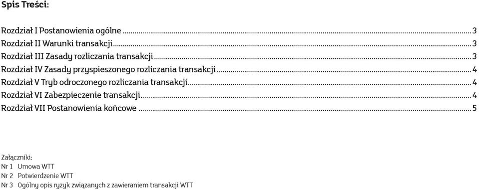 ..4 Rozdział V Tryb odroczonego rozliczania transakcji...4 Rozdział VI Zabezpieczenie transakcji.