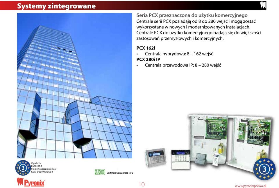 Centrale PCX do użytku komercyjnego nadają się do większości zastosowań przemysłowych i komercyjnych.