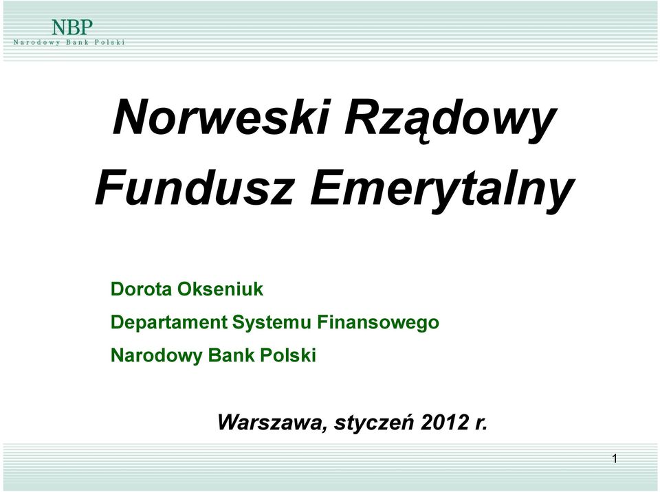 Departament Systemu Finansowego