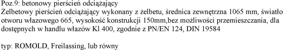 konstrukcji 150mm,bez możliwości przemieszczania, dla dostępnych w handlu