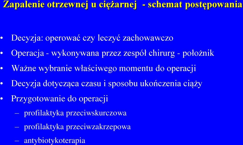 właściwego momentu do operacji Decyzja dotycząca czasu i sposobu ukończenia ciąży