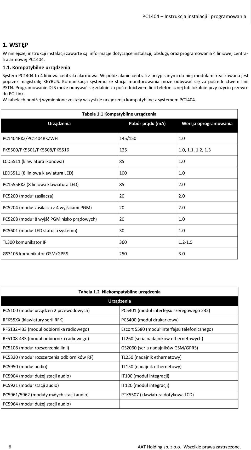 Komunikacja systemu ze stacja monitorowania może odbywać się za pośrednictwem linii PSTN.