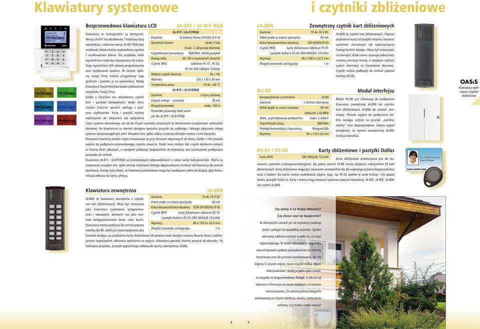 Dla przykładu, kolor wyświetlacza może być dopasowany do ściany. Duży wyświetlacz LCD ułatwia programowanie oraz użytkowanie systemu.