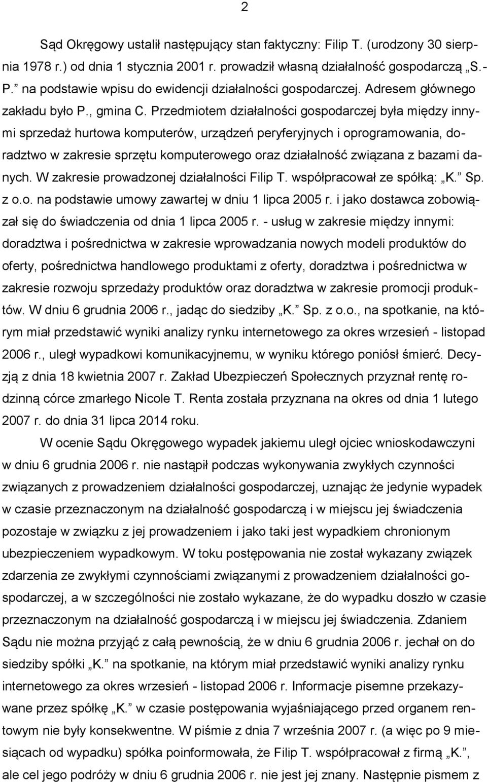 Przedmiotem działalności gospodarczej była między innymi sprzedaż hurtowa komputerów, urządzeń peryferyjnych i oprogramowania, doradztwo w zakresie sprzętu komputerowego oraz działalność związana z