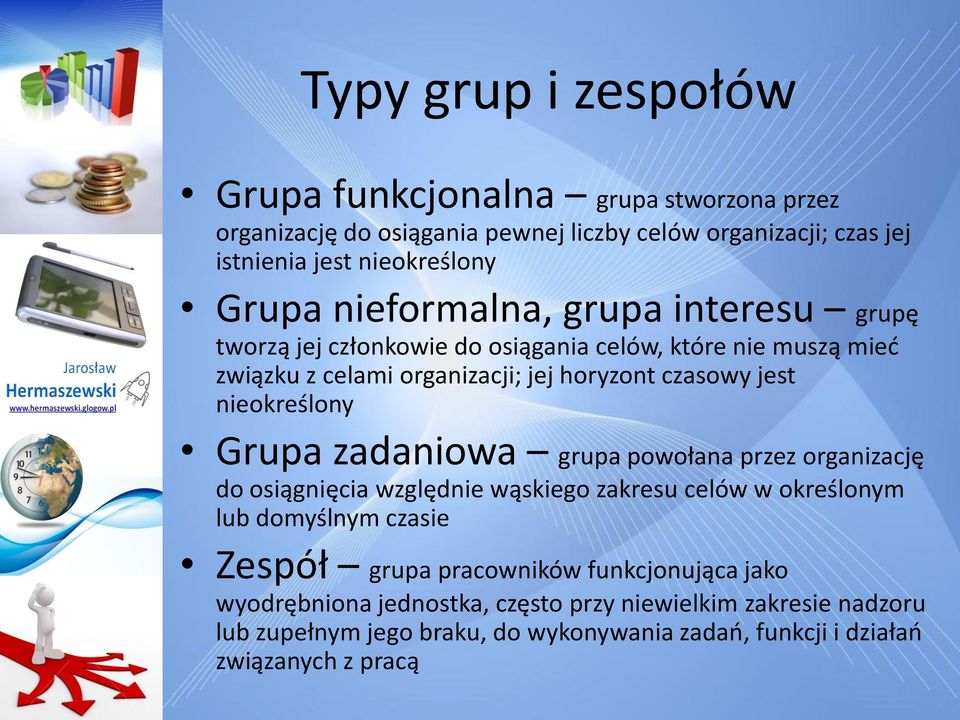 nieokreślony Grupa zadaniowa grupa powołana przez organizację do osiągnięcia względnie wąskiego zakresu celów w określonym lub domyślnym czasie Zespół grupa