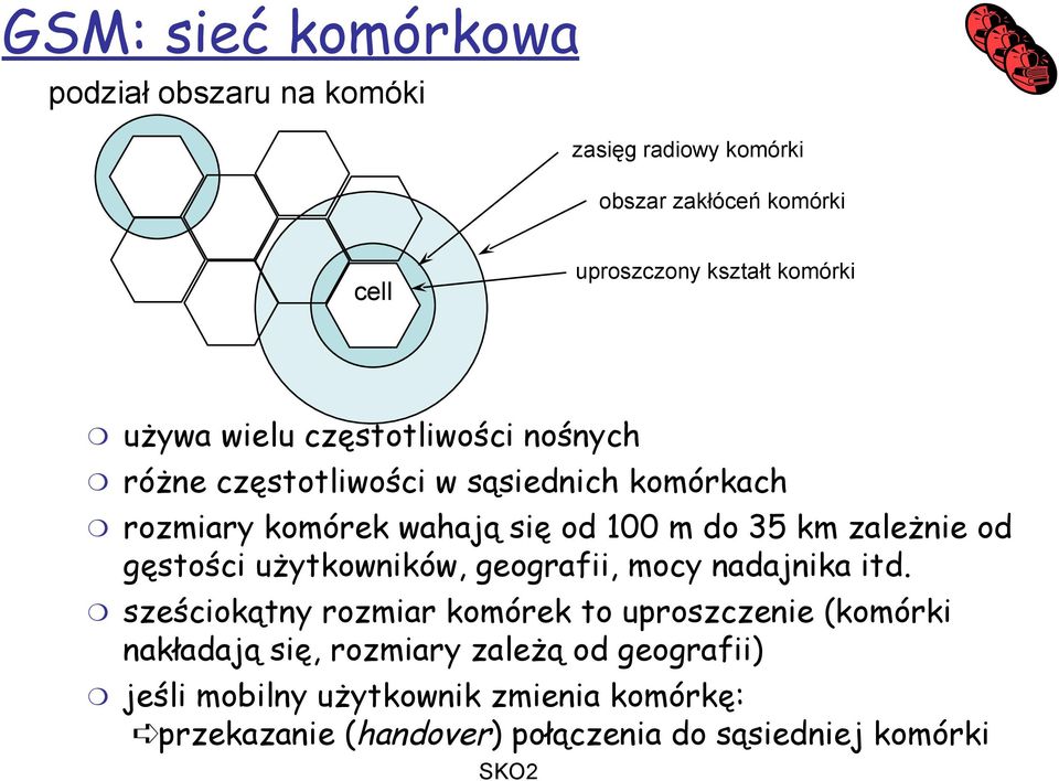 zależnie od gęstości użytkowników, geografii, mocy nadajnika itd.