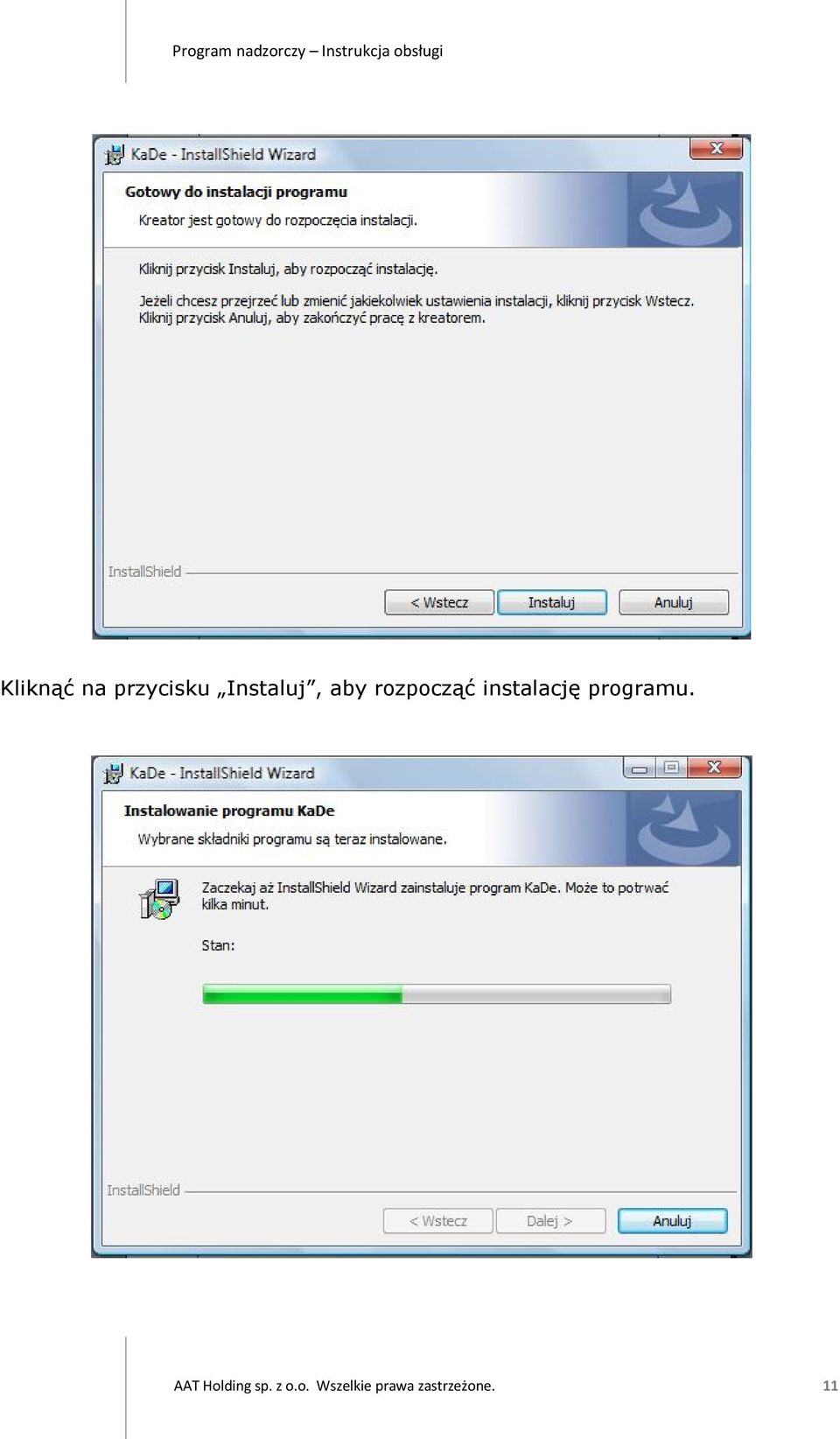 instalację programu.