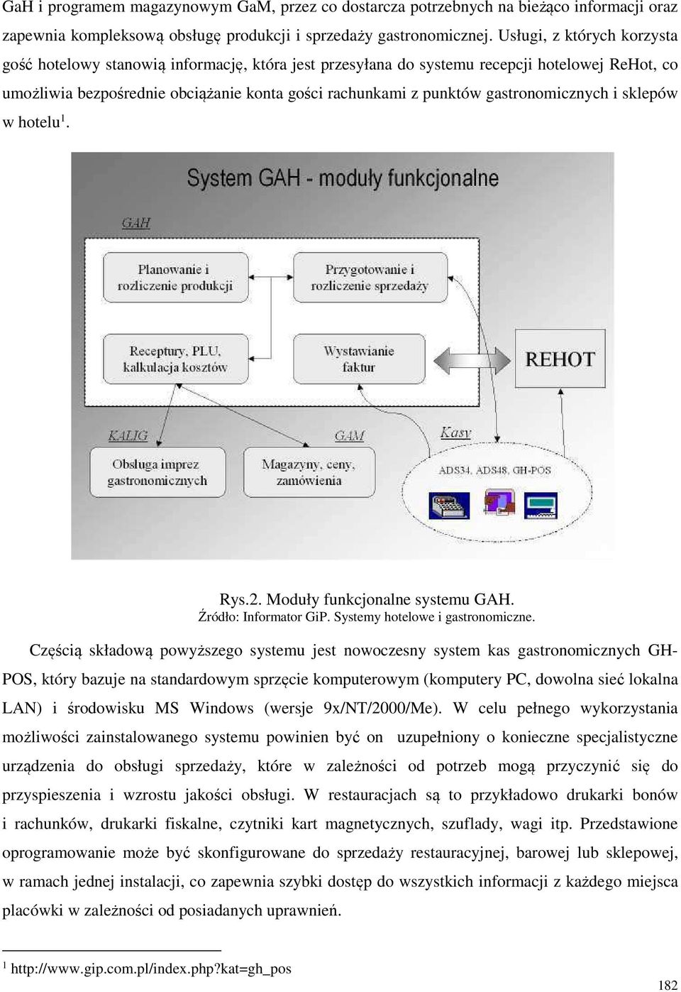 gastronomicznych i sklepów w hotelu 1. Rys.2. Moduły funkcjonalne systemu GAH. Źródło: Informator GiP. Systemy hotelowe i gastronomiczne.