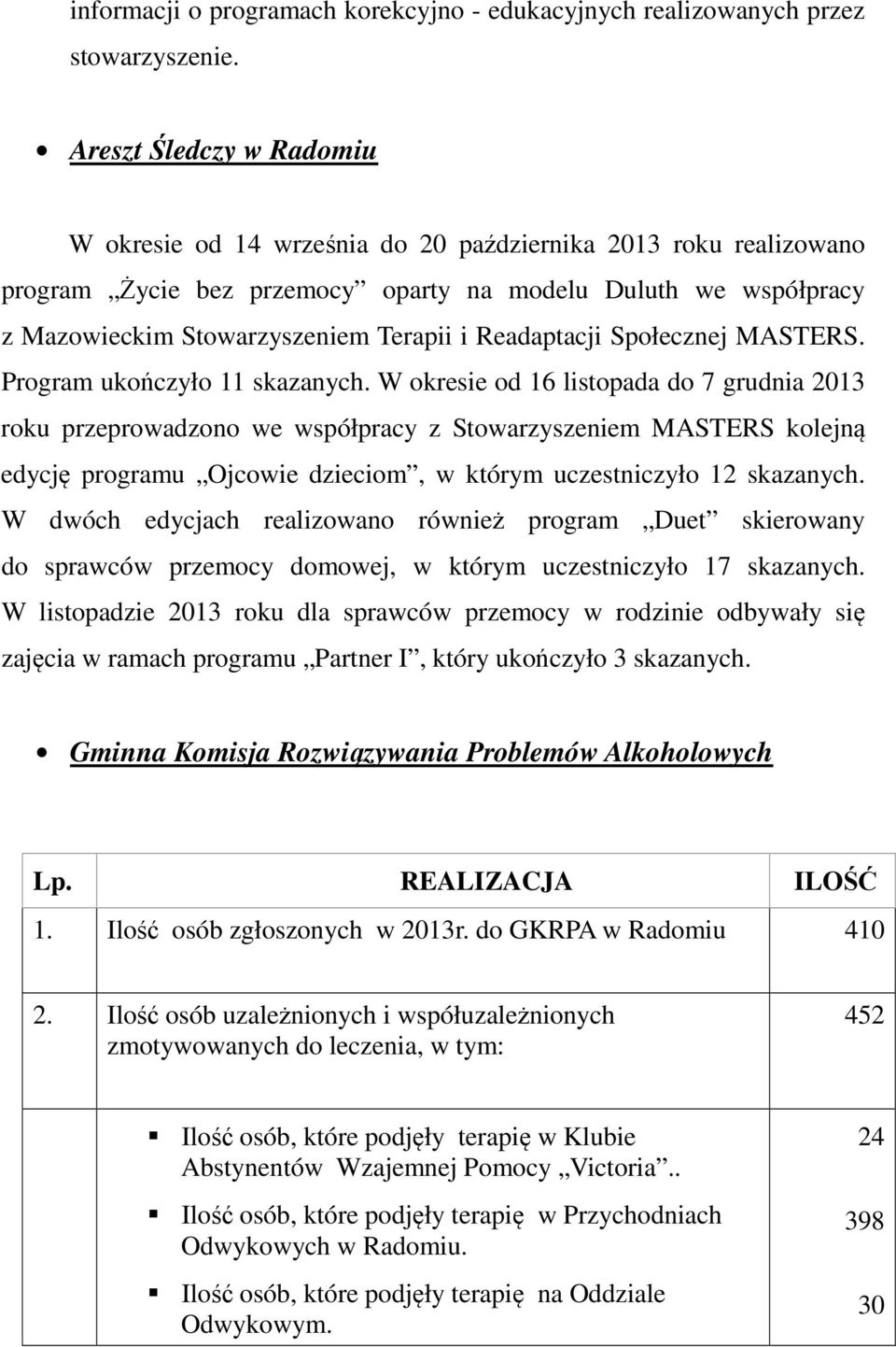 Readaptacji Społecznej MASTERS. Program ukończyło 11 skazanych.