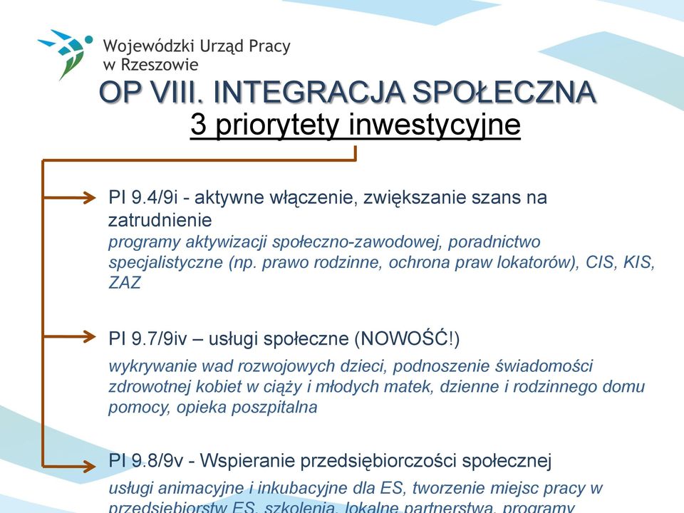 prawo rodzinne, ochrona praw lokatorów), CIS, KIS, ZAZ PI 9.7/9iv usługi społeczne (NOWOŚĆ!