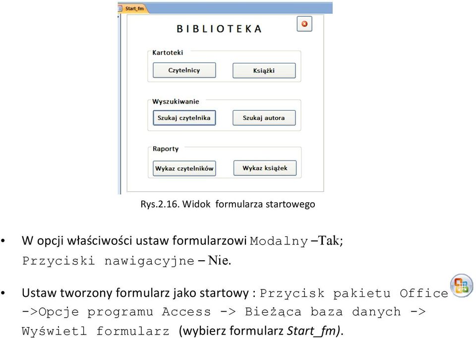 Modalny Tak; Przyciski nawigacyjne Nie.