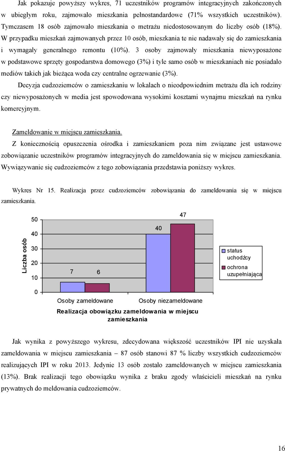 W przypadku mieszkań zajmowanych przez osób, mieszkania te nie nadawały się do zamieszkania i wymagały generalnego remontu (%).