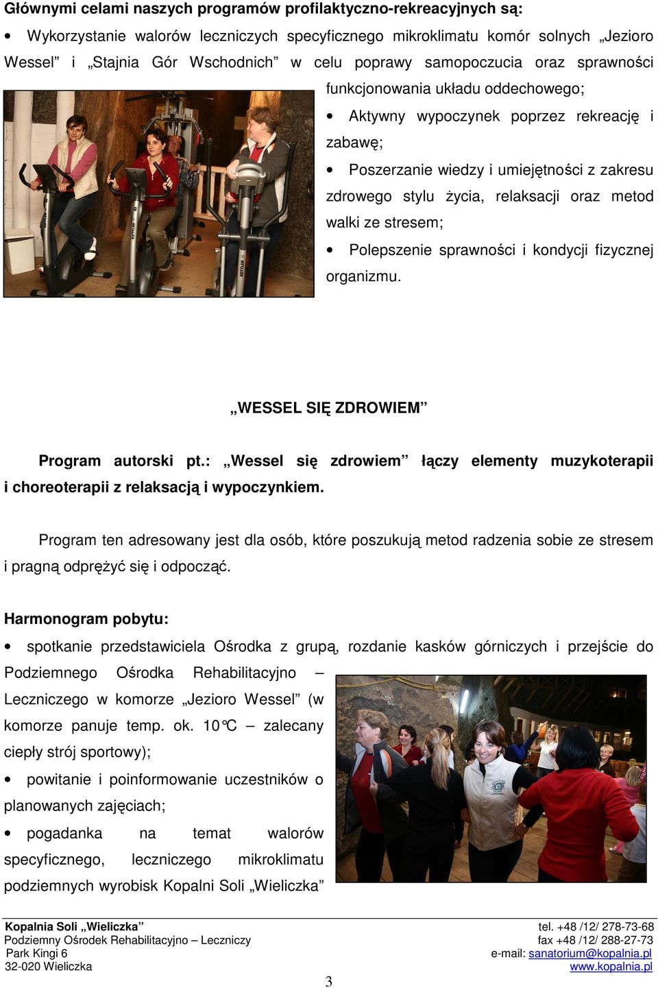 walki ze stresem; Polepszenie sprawności i kondycji fizycznej organizmu. WESSEL SIĘ ZDROWIEM Program autorski pt.
