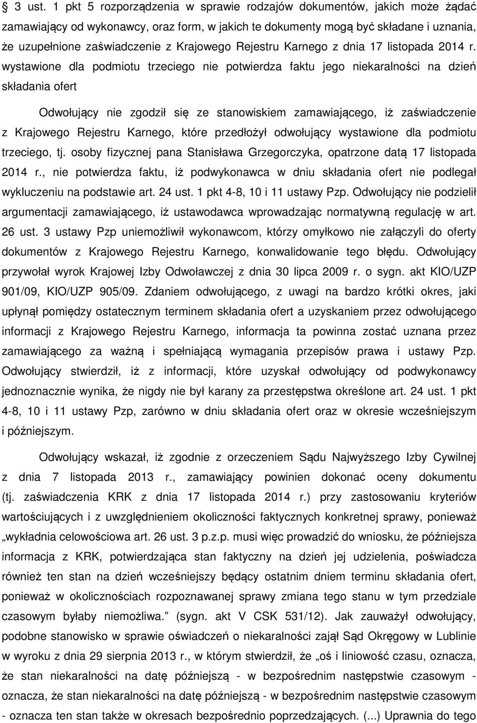 Krajowego Rejestru Karnego z dnia 17 listopada 2014 r.