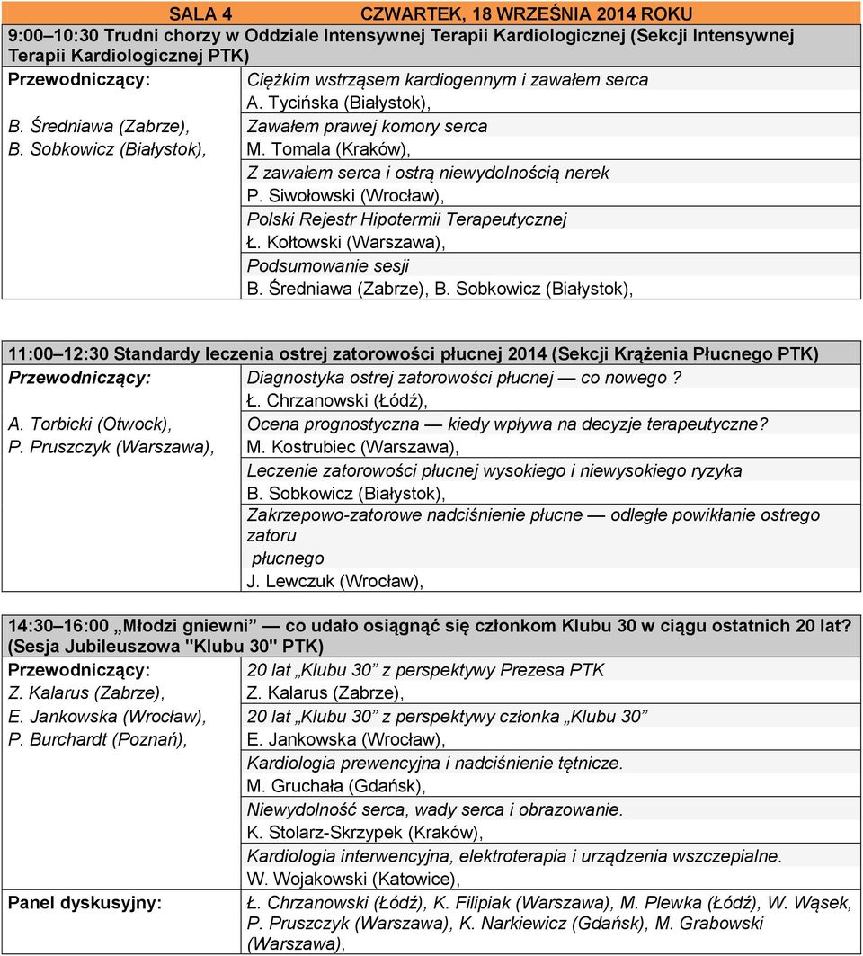 Siwołowski (Wrocław), Polski Rejestr Hipotermii Terapeutycznej Ł. Kołtowski (Warszawa), Podsumowanie sesji B. Średniawa (Zabrze), B.