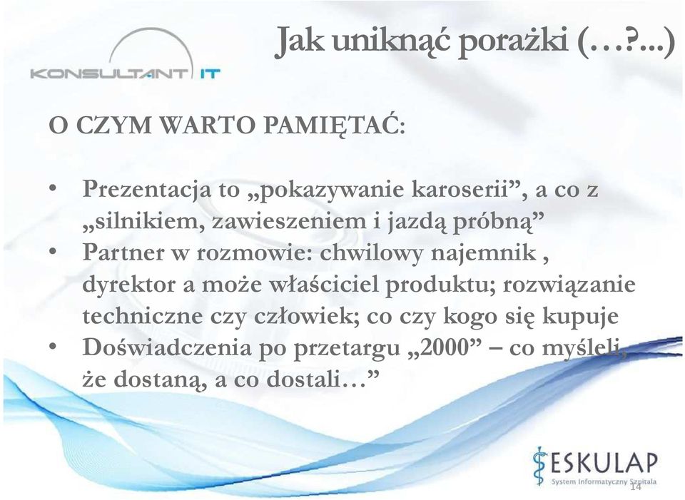 zawieszeniem i jazdą próbną Partner w rozmowie: chwilowy najemnik, dyrektor a może