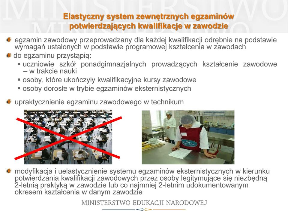 kwalifikacyjne kursy zawodowe osoby dorosłe w trybie egzaminów eksternistycznych upraktycznienie egzaminu zawodowego w technikum modyfikacja i uelastycznienie systemu egzaminów