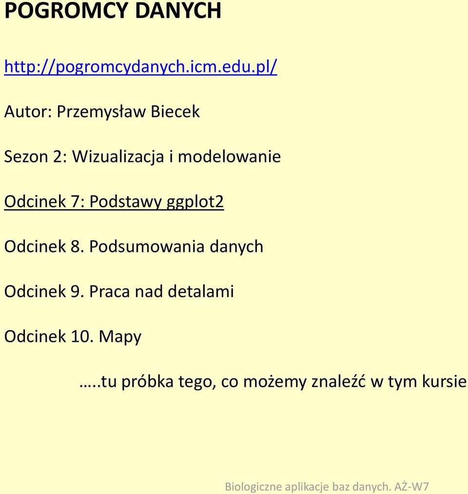 Odcinek 7: Podstawy ggplot2 Odcinek 8.