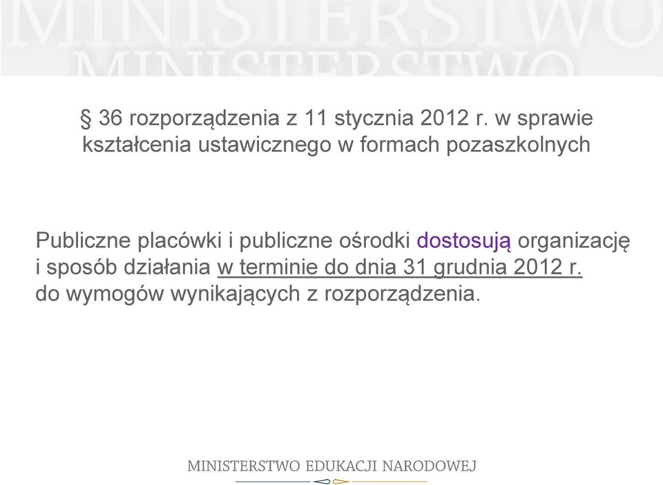 Publiczne placówki i publiczne ośrodki dostosują organizację i