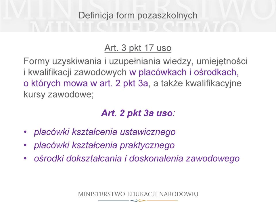 zawodowych w placówkach i ośrodkach, o których mowa w art.