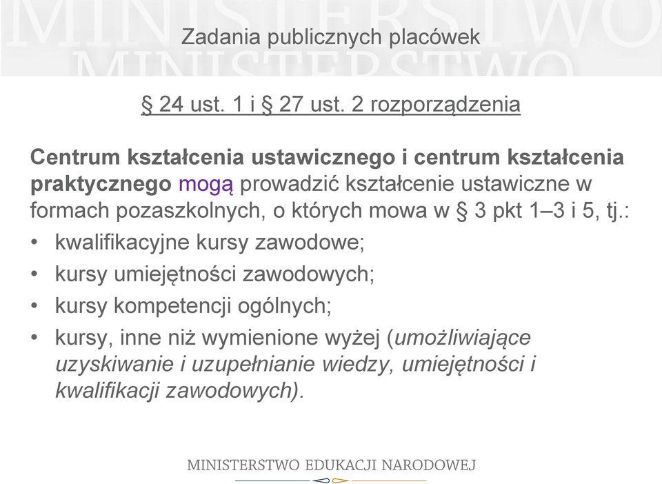 ustawiczne w formach pozaszkolnych, o których mowa w 3 pkt 1 3 i 5, tj.