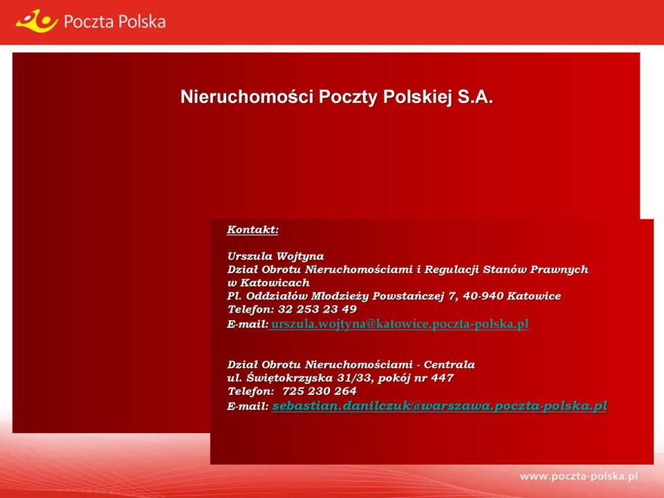 Oddziałów Młodzieży Powstańczej 7, 40-940 Katowice Telefon: 32 253 23 49 E-mail: urszula.