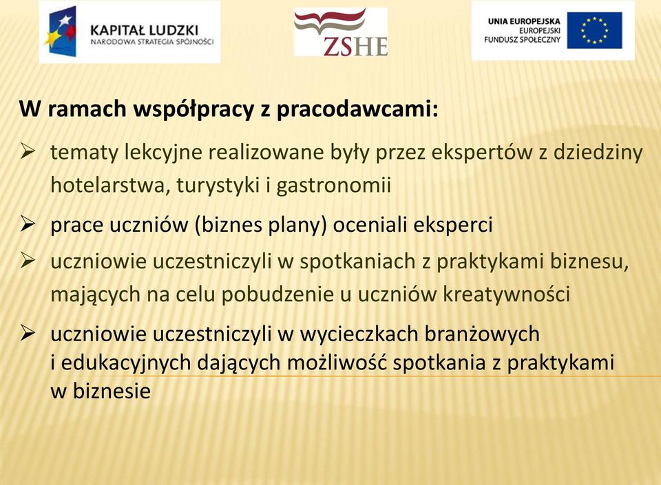 uczestniczyli w spotkaniach z praktykami biznesu, mających na celu pobudzenie u uczniów kreatywności
