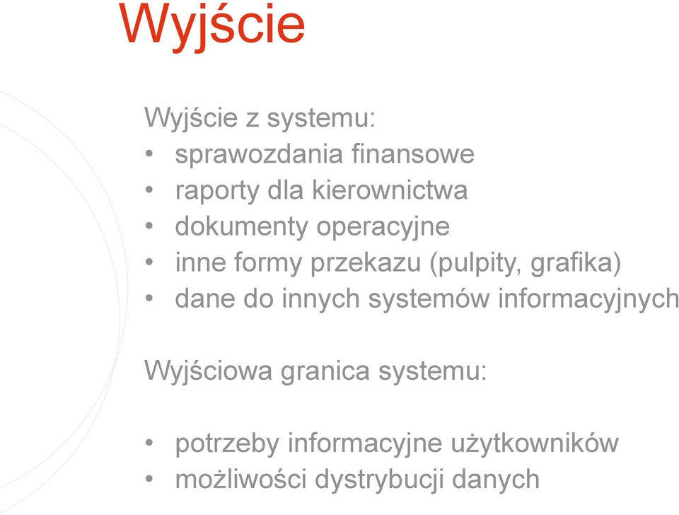 grafika) dane do innych systemów informacyjnych Wyjściowa granica