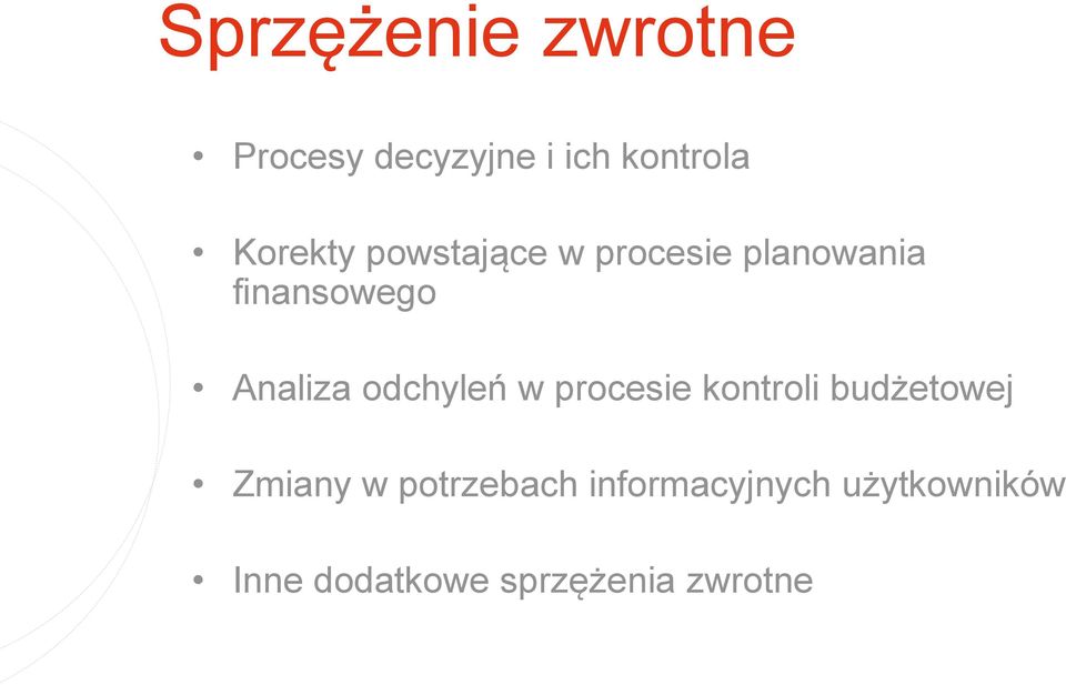Analiza odchyleń w procesie kontroli budżetowej Zmiany w