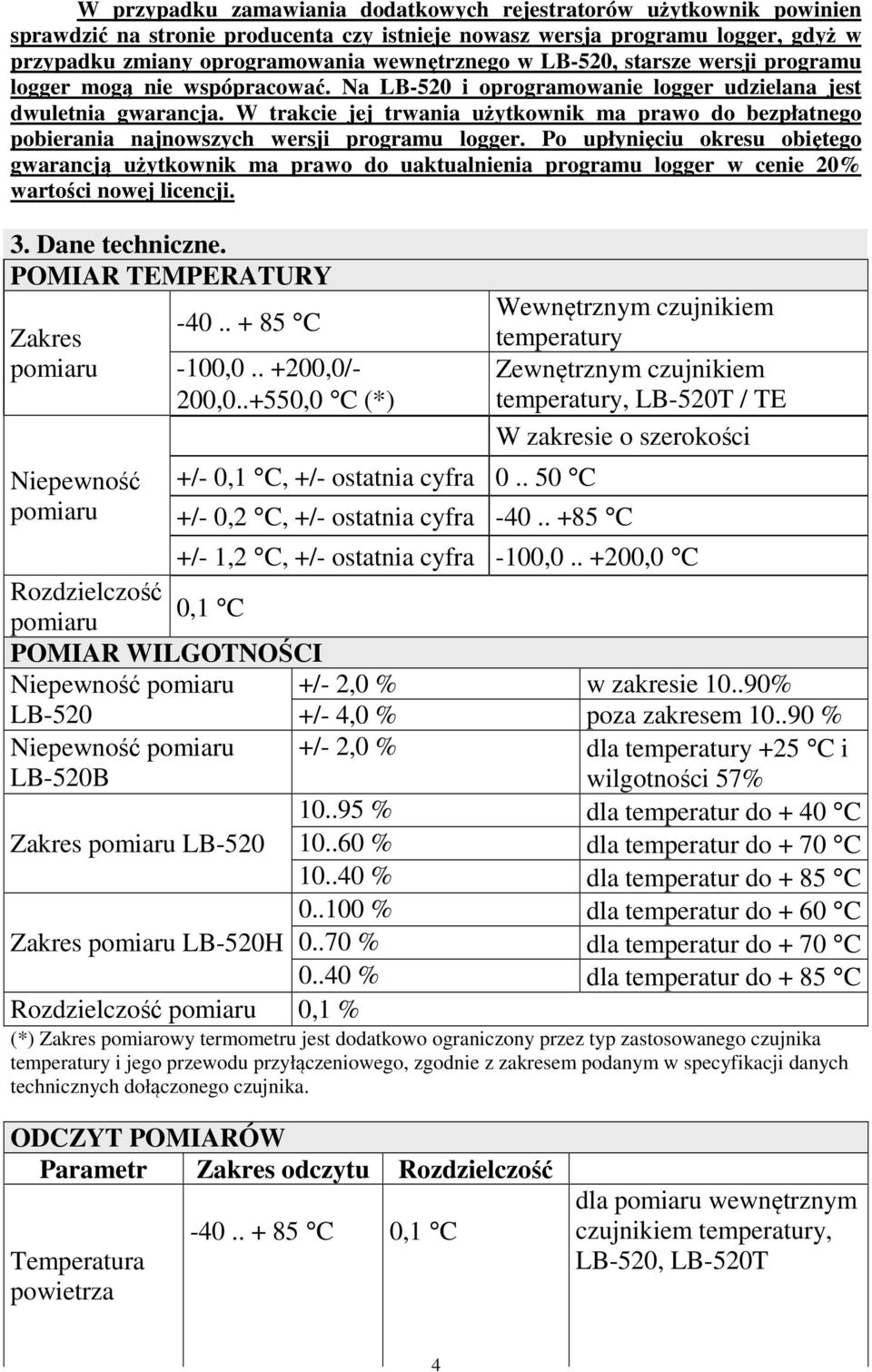 W trakcie jej trwania użytkownik ma prawo do bezpłatnego pobierania najnowszych wersji programu logger.