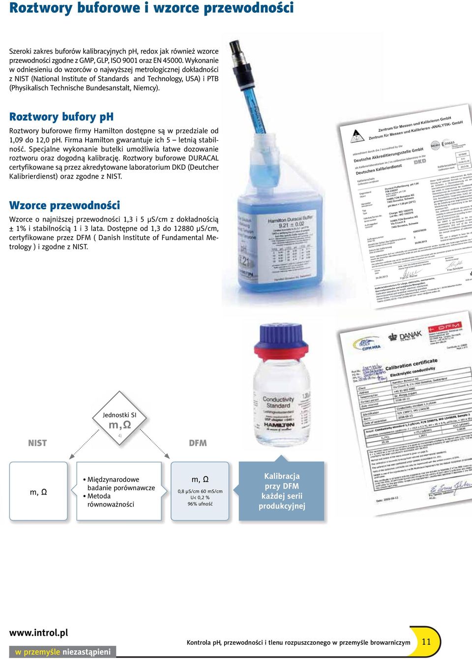 conductivity and Technology, standards, USA) i PTB (Physikalisch Technische Bundesanstalt, Niemcy). suitable for the use under GMP, GLP, ISO 9001 and EN 45000 regulations.