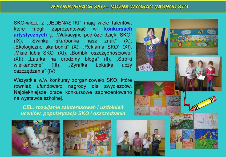 (XII) Laurka na urodziny bloga (II), Stroiki wielkanocne (III), Żyrafka Lokatka uczy oszczędzania (IV).
