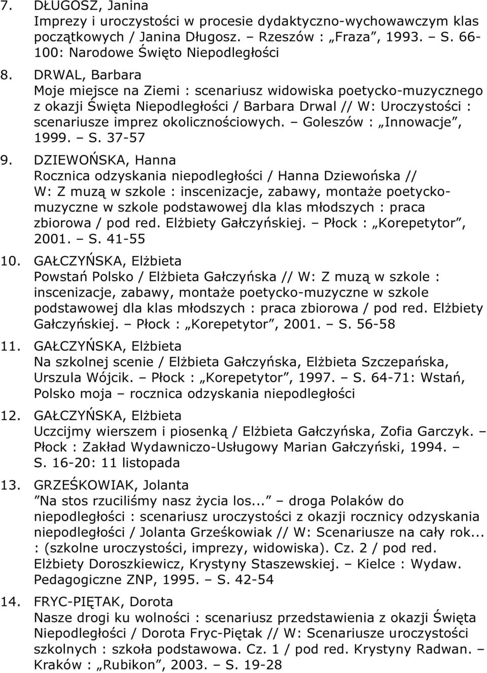 Goleszów : Innowacje, 1999. S. 37-57 9.