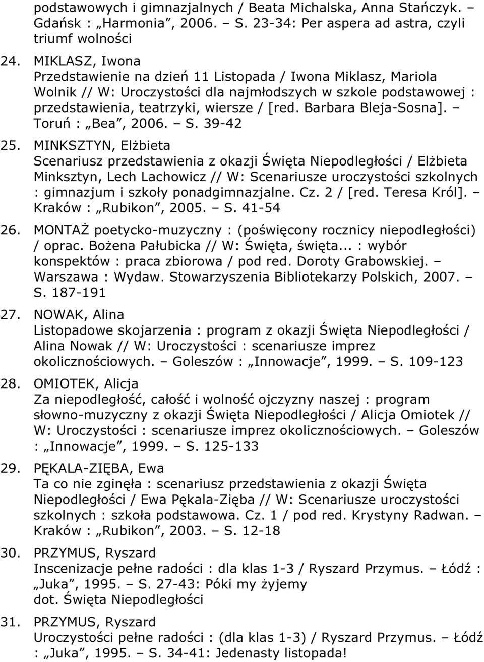 Barbara Bleja-Sosna]. Toruń : Bea, 2006. S. 39-42 25.